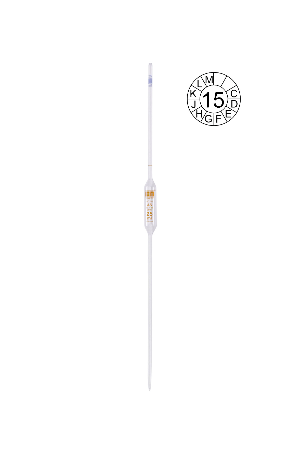 Vollpipette mit einer Ringmarke, braun graduiert, Klasse AS
