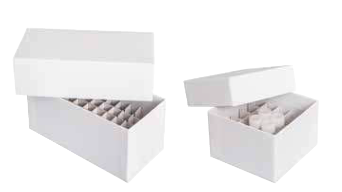 ratiolab® Kryo-Box Spezial, 148 x 148 x 130 mm, inkl. Rastereinsatz 4 x 4, Karton, kunststoffbeschic