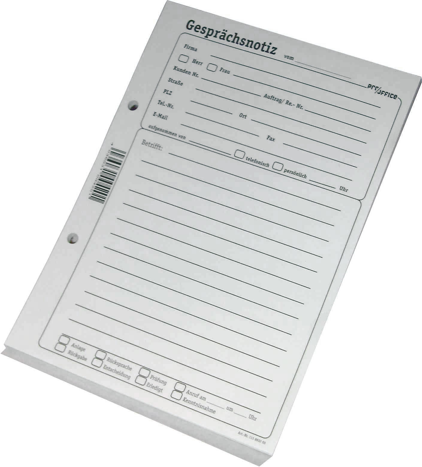 ProOffice Gesprächsnotizblock