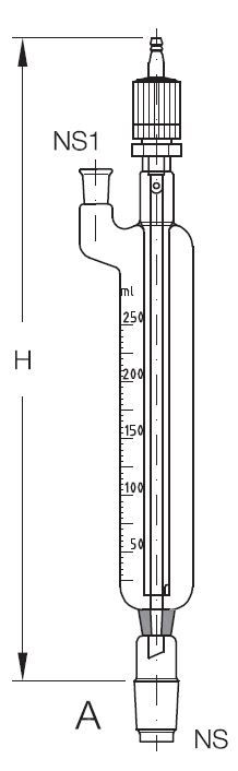 Dosiertrichter, 250 ml, Kern NS29/32, Mariotte'sches Rohr, Glasnadel, VG08, Boro3.3