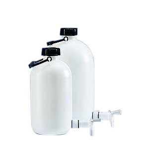 Lagerflasche, PE-HD, mit Hahn, Enghals, 5 L