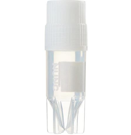Cryo-Tubes mit Außengewinde, PE Schraub-kappe, Sternfuß, weißes Schreibfeld