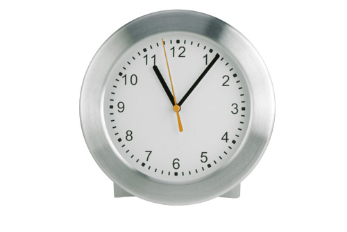 Wanduhr mit Quarzwerk, Durchmesser 20 cm, Aluminium gebürstet