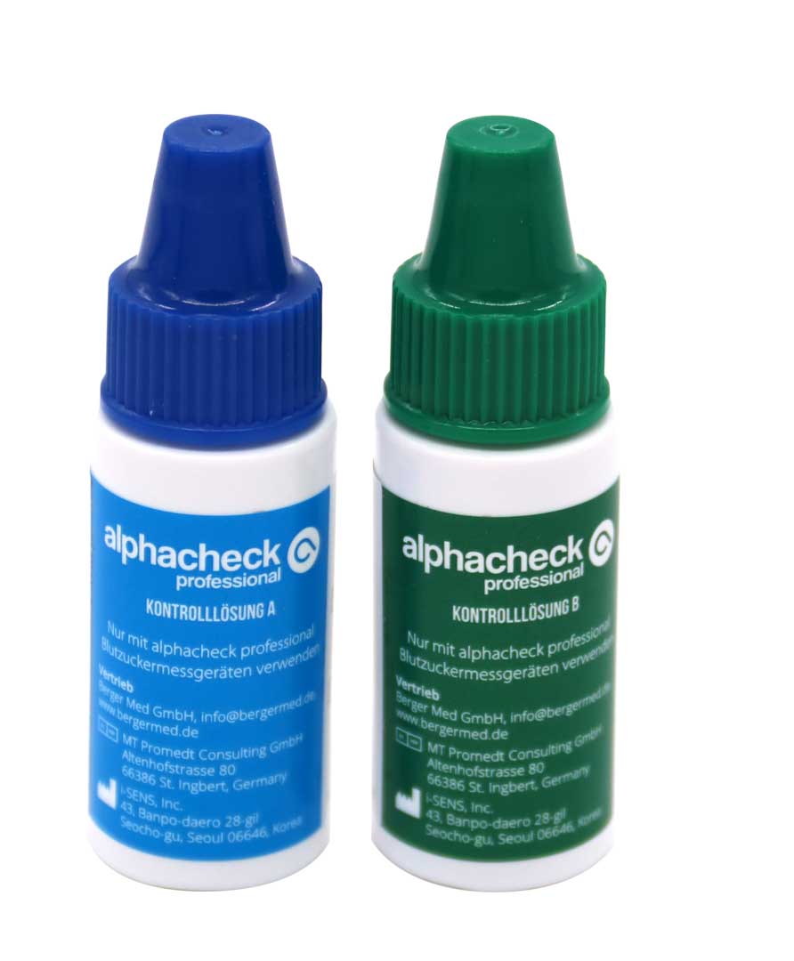 alphacheck professional Kontroll-Lösung A+B im Kombipack, 2 Flaschen à 4 mL