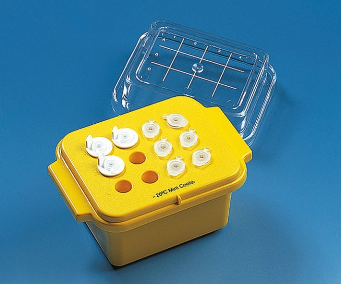 Mini cooler, für 12 Gefäße 0,5-2 mL, PC, gehaltene Temperatur -70°C, für 45 min.