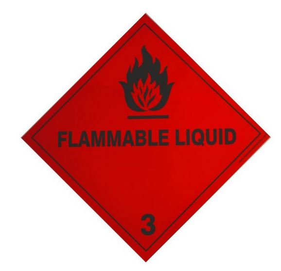 Gefahrgutaufkleber Klasse 3 mit Text "FLAMMABLE LIQUID"