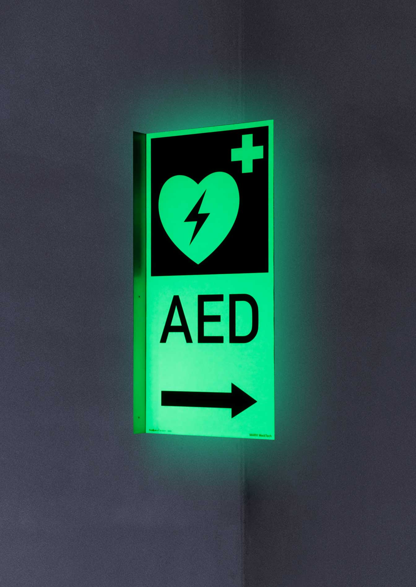 AED Hinweisschild, Aluminium, 200 x 400 mm