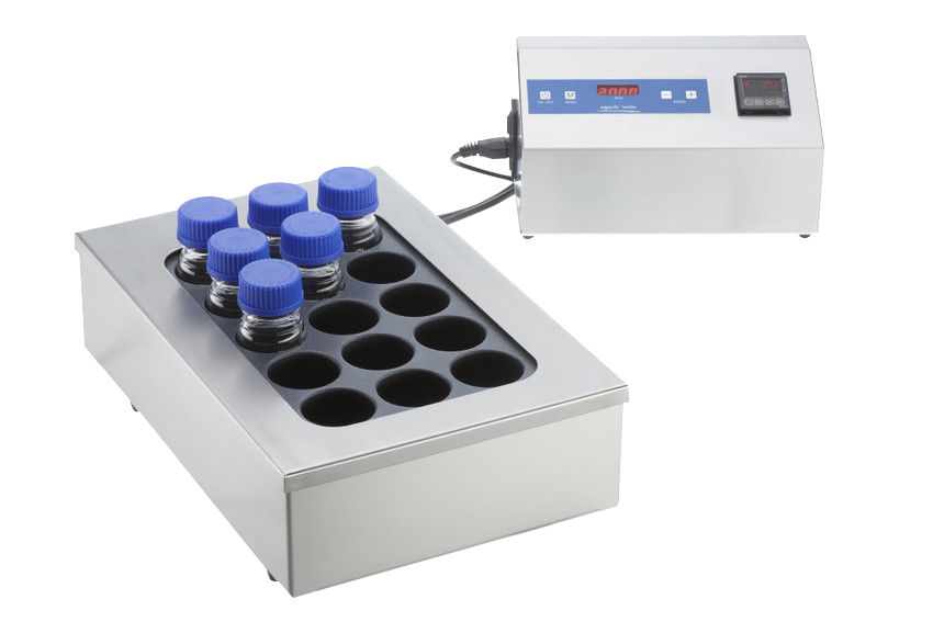 2mag STIRRING DRYBATH 15-250 mit heatMIXcontrol, Rührheizblock für 15 x 250 mL Flaschen, 40 W