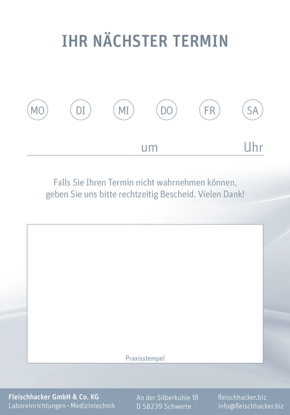 Terminzettel für Patienten, zum Bestempeln