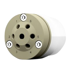 6Port 2Pos Schaltventil V 4.1 o. Antrieb, 240 bar, 10-32 UNF, 0,75 mm Bohrung,PEEK