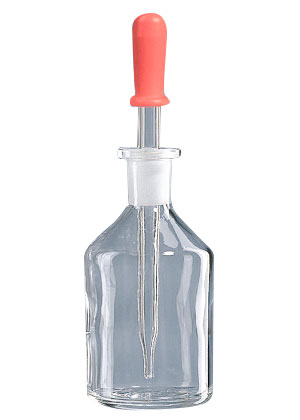 Tropfflasche, Natron-Kalk-Glas, klar, mit Tropfpipette und Gummihütchen