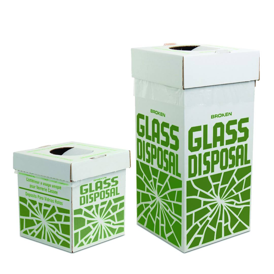 Tischbox für Glasbruch, 200 x 200 x 250 mm, für max. 5,5 kg, mit Innenbeutel 50 µm aus PE, 6 Stück