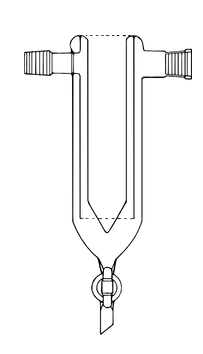 Kühlfallen, Muffe und Konus ST 29/32, Innen-Ø 50 mm, Außen-Ø 75 mm, Höhe 220 mm, mit Absperrhahn