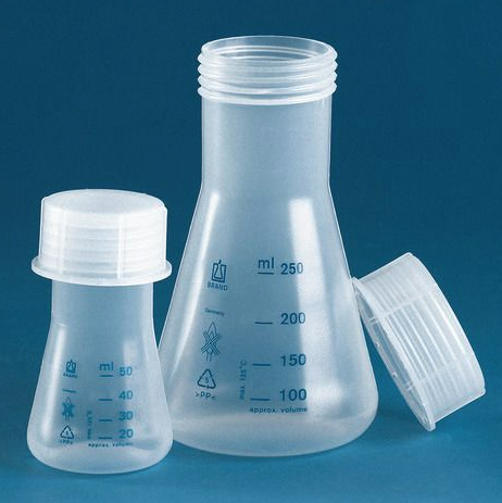Erlenmeyerkolben, 50 mL, NS 34/35, PP, mit Schraubkappe