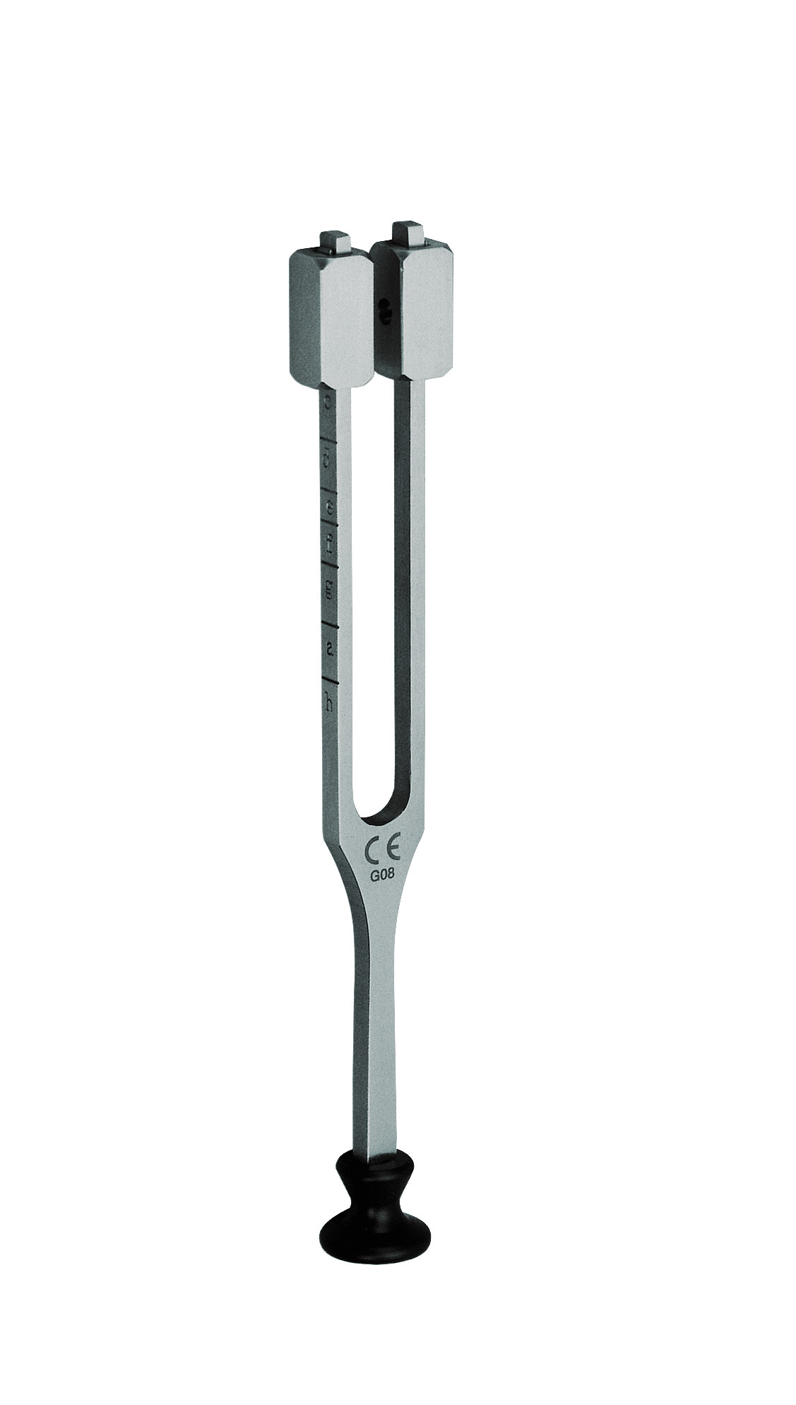 Stimmgabel c 128 Hz, nach Lucae, mit Dämpfern