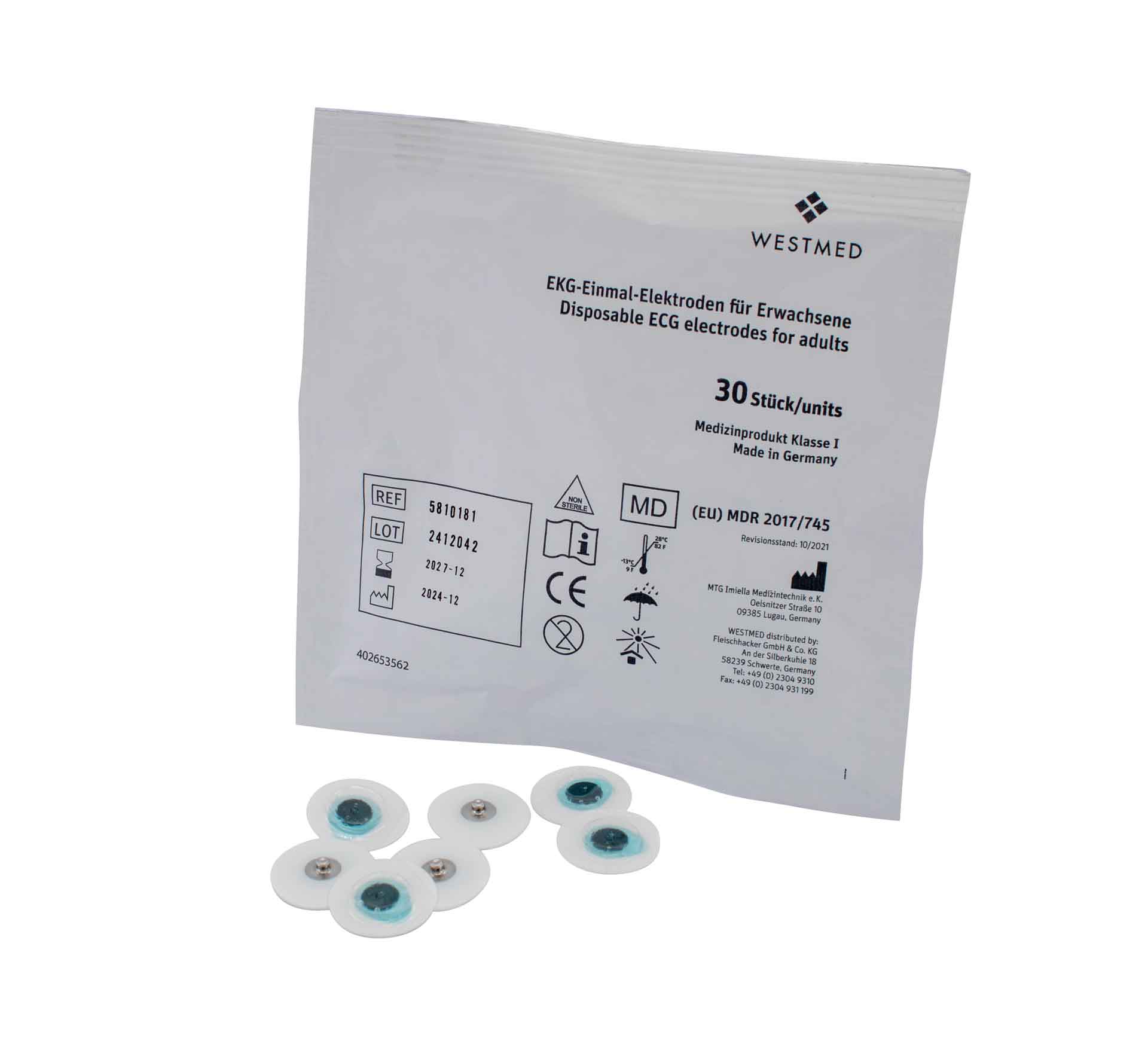 WESTMED® EKG-Schaumstoffelektrode, 30 mm Ø, Solid Gel