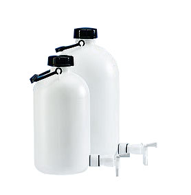 Lagerflasche, PE-HD, enghals, mit Hahn, 25 L