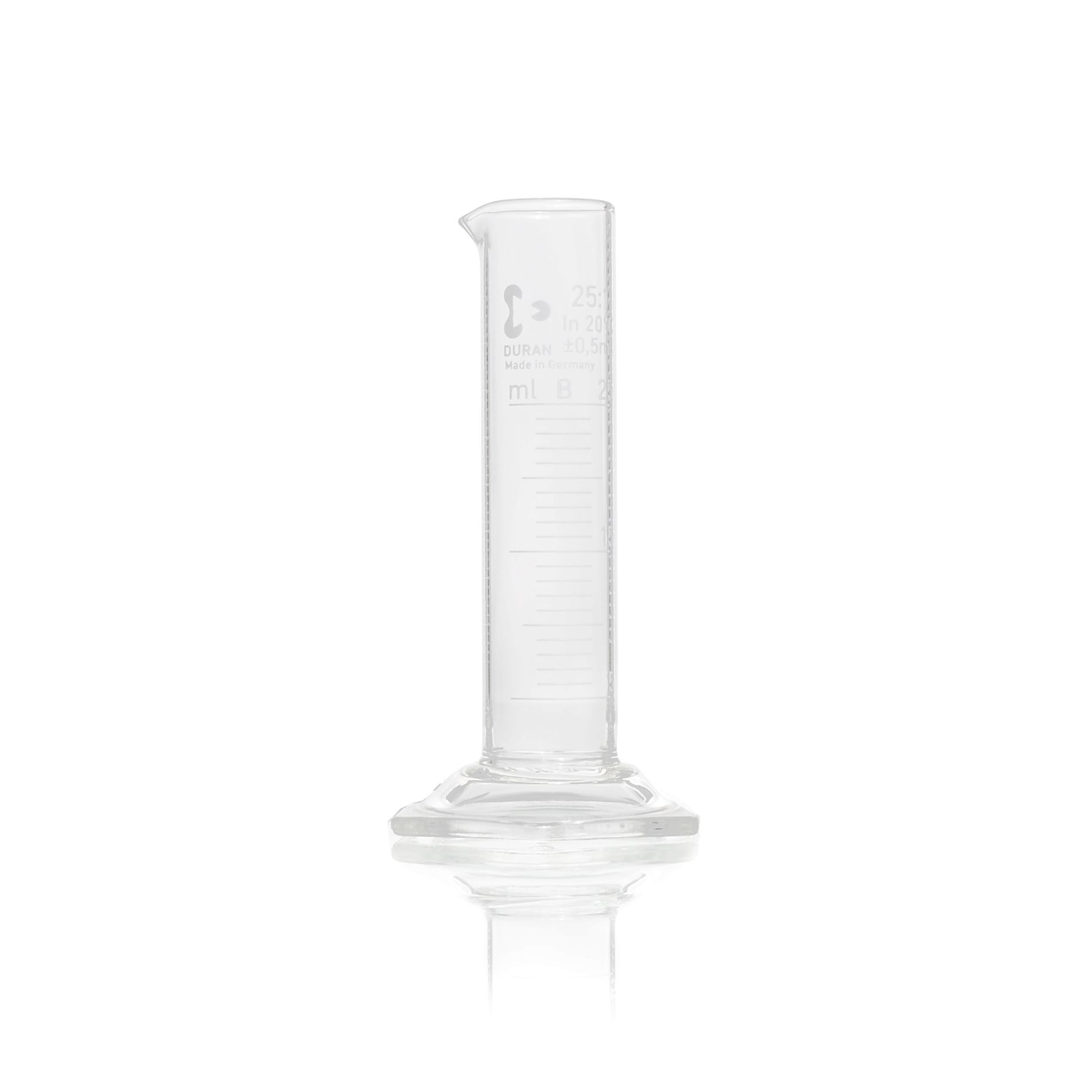 DURAN® Zylindermensure, niedrige Form, Sechskantfuß