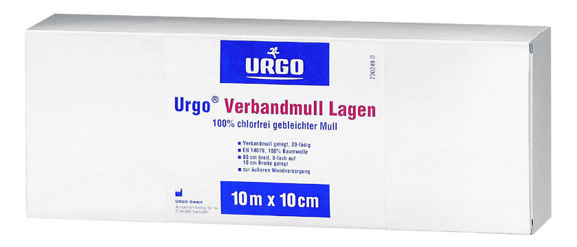 Urgo® Verbandmull Lagen, 10,0 cm x 40 m
