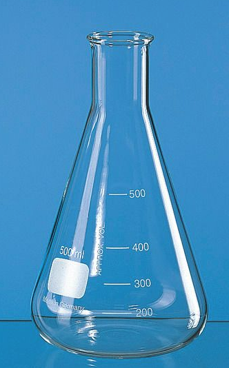 Erlenmeyer-Kolben, Enghals, Boro 3.3, 100 mL, mit Bördelrand und Teilung